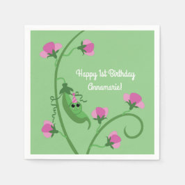 Söt Pea Cute 1:a födelsedag Party Pappersservett