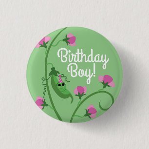 Söt Pea Cute Barn Födelsedagsfest Knapp