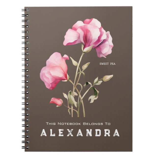 Söt Pea Flower - Anteckningsboken anpassar den Anteckningsbok (Framsidan)