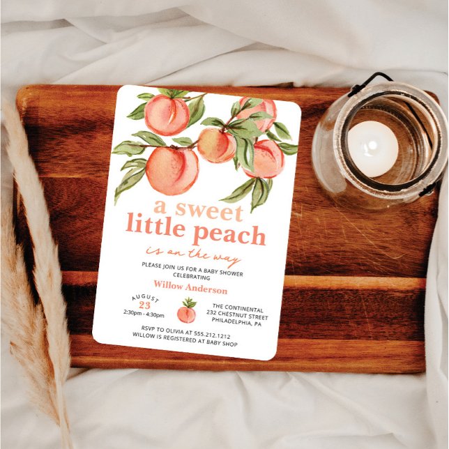 Söt Peach Baby Shower-inbjudan Inbjudningar (Skapare uppladdad)