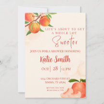 Söt Peach Baby Shower Inbjudan – Lekfull Peach