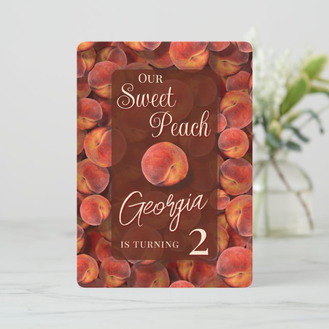 Söt Peach Birthday-inbjudan Inbjudningar (Stående Fram)