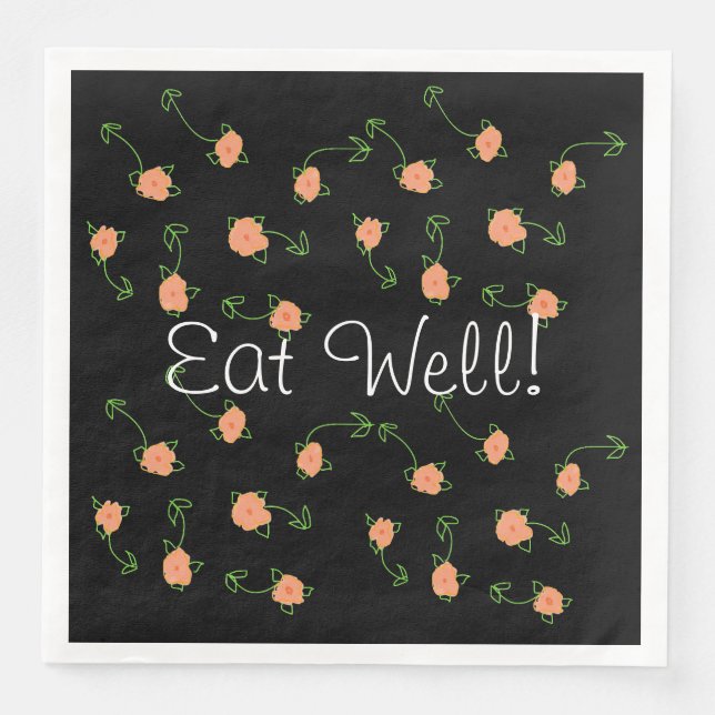 Söt Peach Blommigt Patterned Pappersservett (Framsida)
