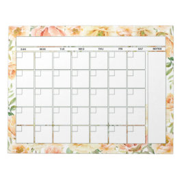 Söt Peach Blommigt Planner Calendar Anteckningsblock