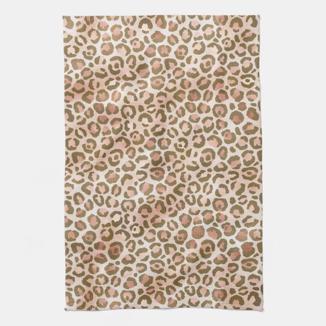Söt Peach Brown Leopard Skriv ut Kökshandduk (Vertikal)