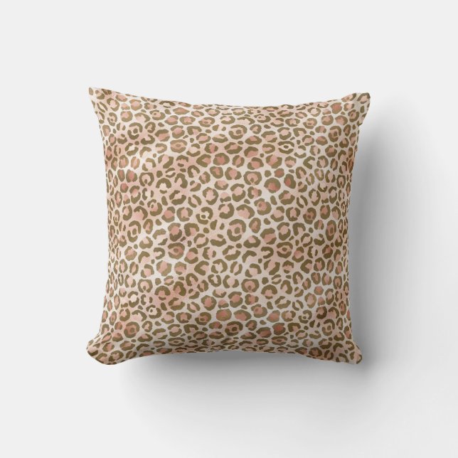 Söt Peach Brown Leopard Skriv ut Kudde (Framsida)