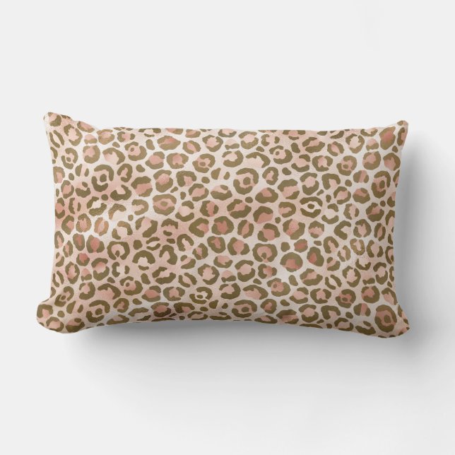 Söt Peach Brown Leopard Skriv ut Lumbarkudde (Framsida)