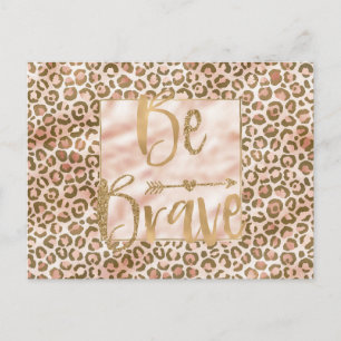 Söt Peach Brown Leopard Skriv ut Modigt Vykort