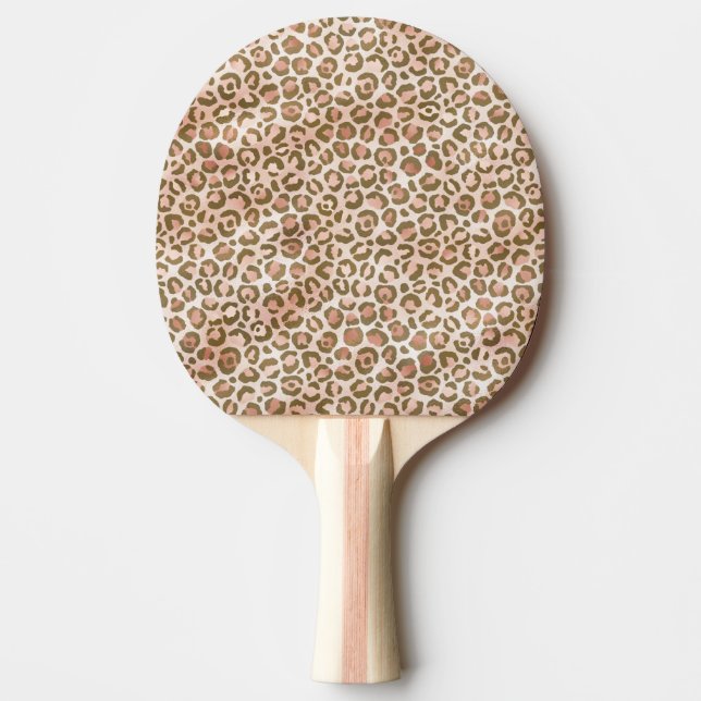 Söt Peach Brown Leopard Skriv ut Pingisracket (Framsidan)