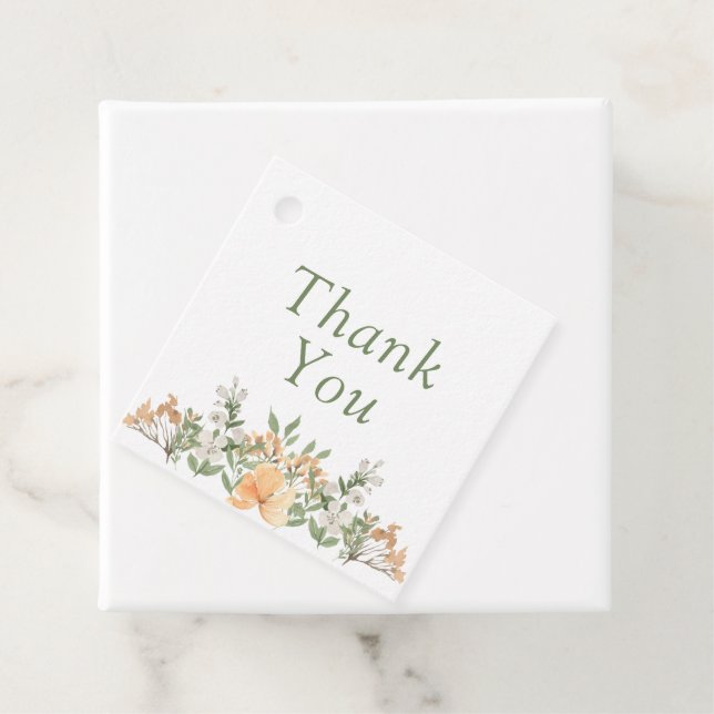 Söt Peach och White Blommigt Bröllop Gåvor Etiketter (På plats)