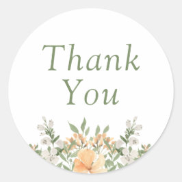 Söt Peach och White Blommigt Bröllop Runt Klistermärke