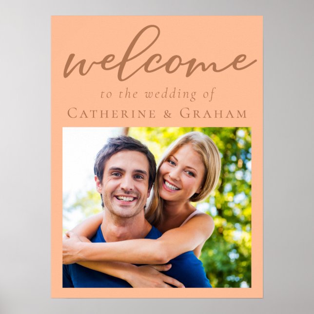 Söt Peach par Photo Välkommen till Bröllop Poster (Framsidan)
