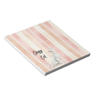 Söt Peach Rosa Cream Rand Cat Anteckningsblock
