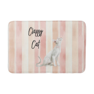 Söt Peach Rosa Cream Rand Cat Badrumsmatta
