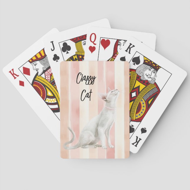 Söt Peach Rosa Cream Rand Cat Casinokort (Baksidan)