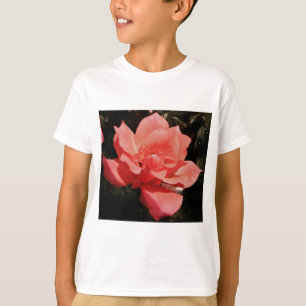 Söt Peach Rosa ros blommigt Tee Shirt
