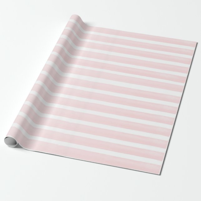 Söt Peach Rosa Stripe Presentpapper (Utrullad)