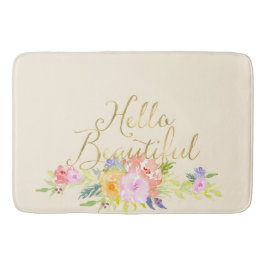 Söt Peach Rosa Watercolor Blommigt Badrumsmatta