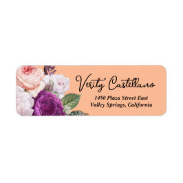 Söt Peach Vintage Ro Blommigt Returadress Returadress Etikett