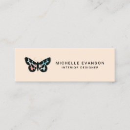 Söt Peach Watercolor Butterfly Logotyp Kreativ Mini Visitkort