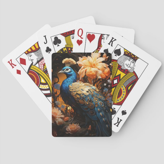Söt Peacock and Flowers Casinokort (Baksidan)