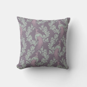 Söt Peacock Damask Pattern Kudde