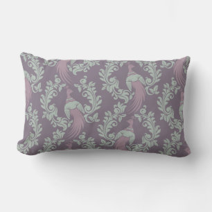 Söt Peacock Damask Pattern Lumbarkudde