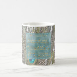 Söt Peacock Feathers Guld Dream Dikt Kaffemugg
