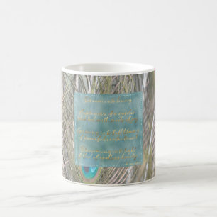 Söt Peacock Feathers Guld Dream Dikt Kaffemugg