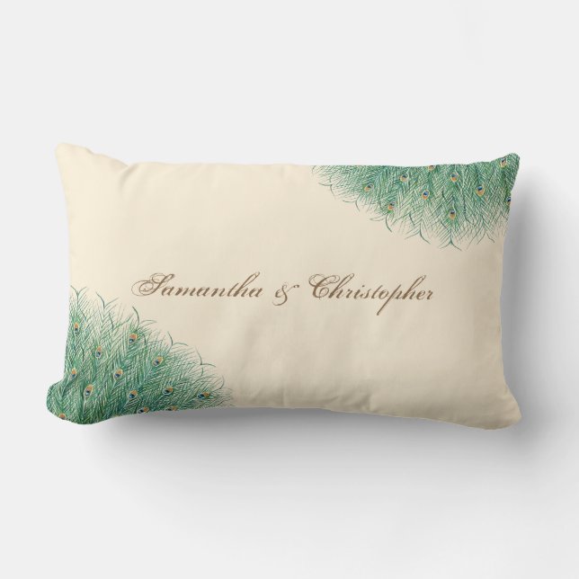 Söt Peacock Feathers Lumbarkudde (Framsida)