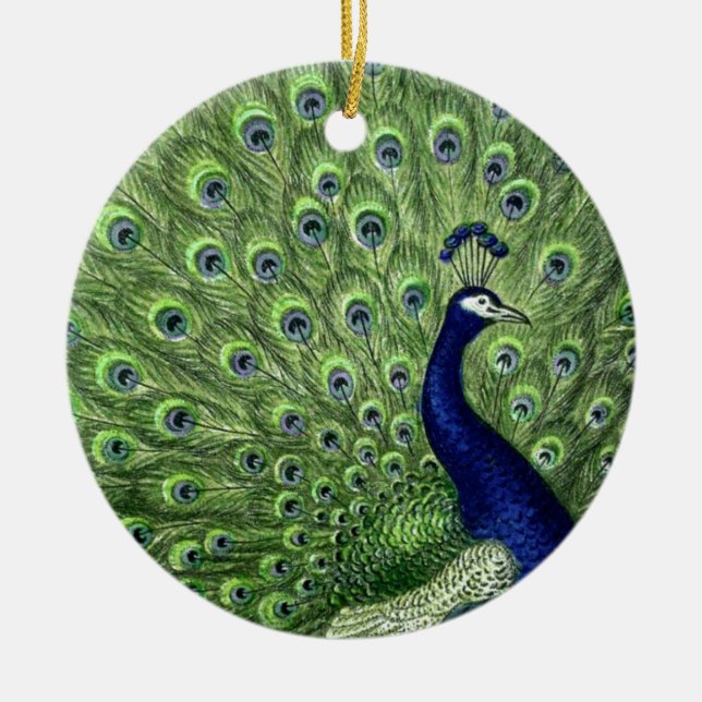 Söt Peacock Julgransprydnad Keramik (Framsidan)