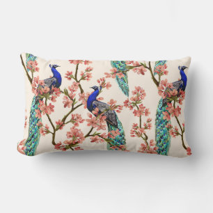 Söt Peacock Mönster Lumbar Pillow Lumbarkudde