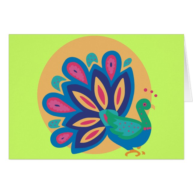 Söt Peacock One Hälsningskort (Framsidan Horizontal)