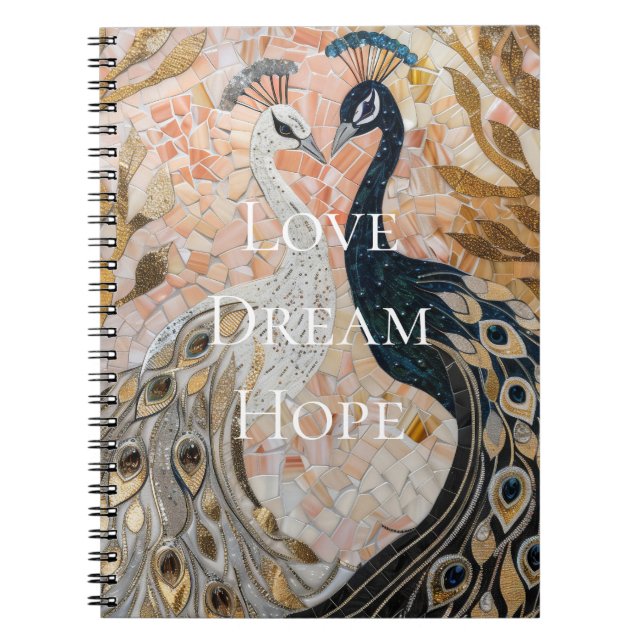 Söt Peacock Rosa Guld Anteckningsbok (Framsidan)