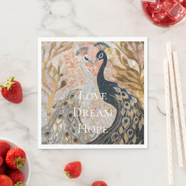 Söt Peacock Rosa Guld Glam Pappersservett