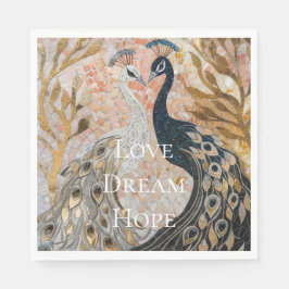 Söt Peacock Rosa Guld Glam Pappersservett