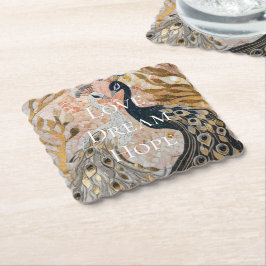 Söt Peacock Rosa Guld Glam Underlägg Papper