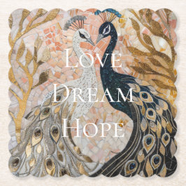 Söt Peacock Rosa Guld Glam Underlägg Papper