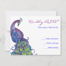 SÖT PEACOCK Tema Bröllop OSA Svarskort