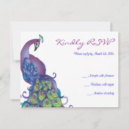 SÖT PEACOCK Tema Bröllop OSA Svarskort Kort