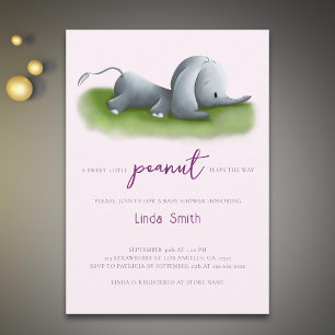 Söt Peanut Elephant Baby Shower Inbjudningar