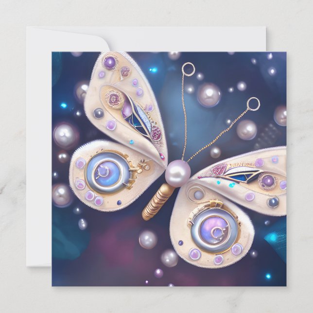 Söt Pearl Vintage Butterfly Card (Framsida)