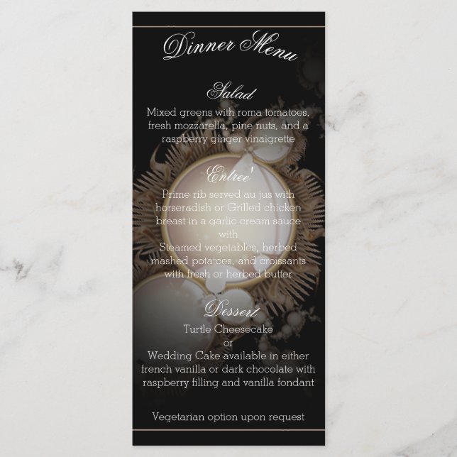 Söt Pearls on Black Menu Meny (Framsida)