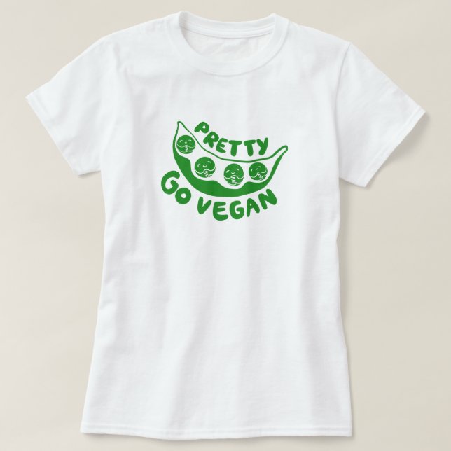 Söt Peas Go Vegan Cute Pun Roligt Grönt T Shirt (Design framsida)
