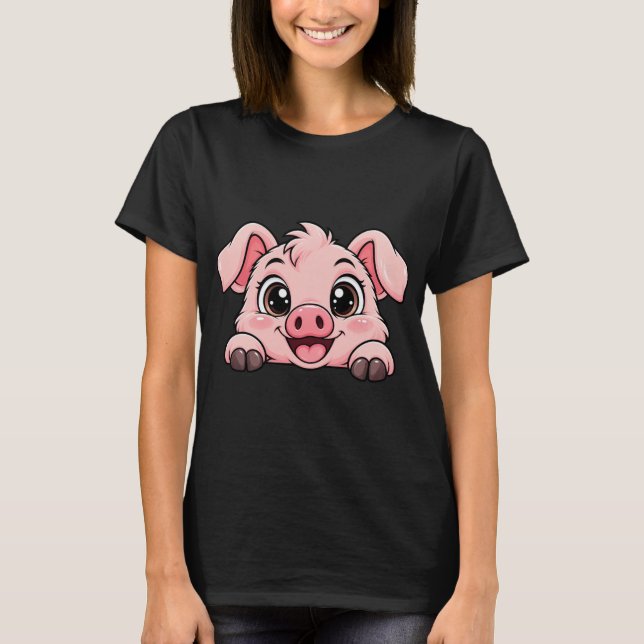 Söt Peekaboo Gris T Shirt (Framsida)