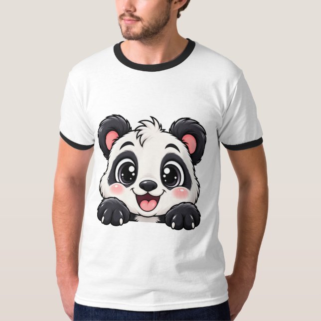 Söt Peekaboo Panda T Shirt (Framsida)