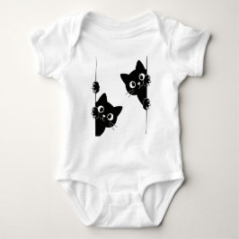 Söt Peekaboo Svarta Katter T-Shirt