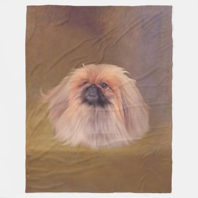 Söt Pekingeser Hund Fleecefilt (Framsidan)