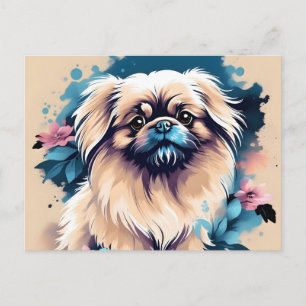 Söt Pekingeser Valp Vykort