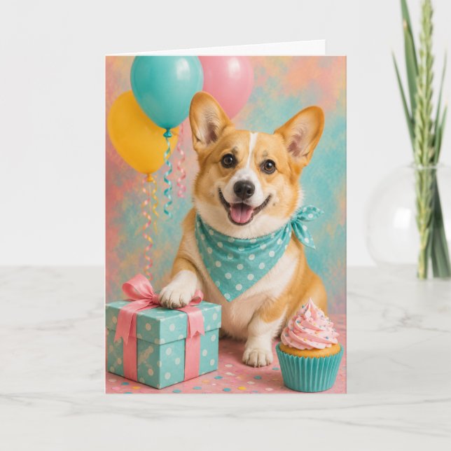 Söt Pembroke Welsh Corgi födelsedag  Kort (Framsida)